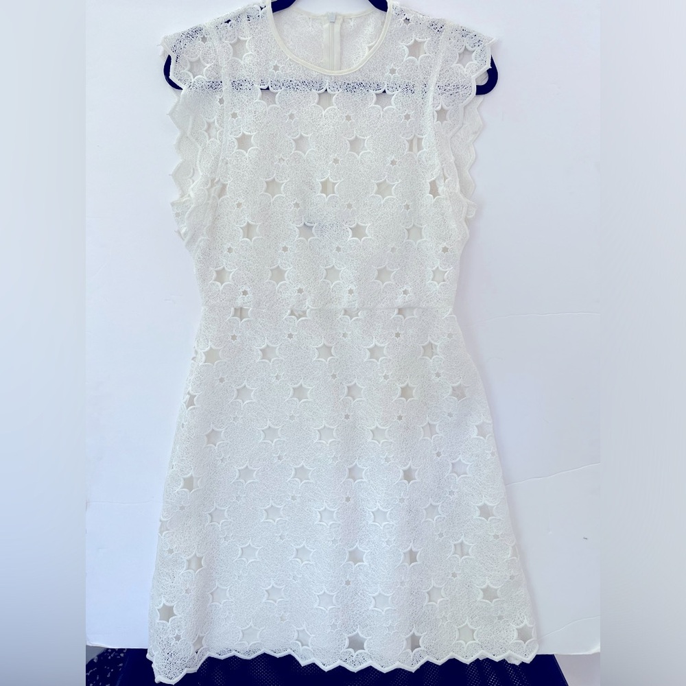Zara lined white open-lace dress